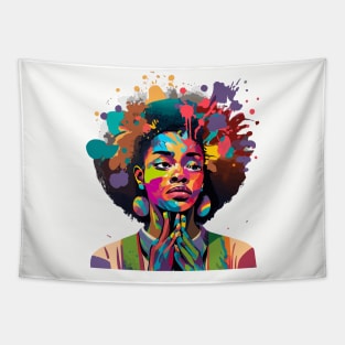 Afrocentric Woman Multicolored Painting Tapestry