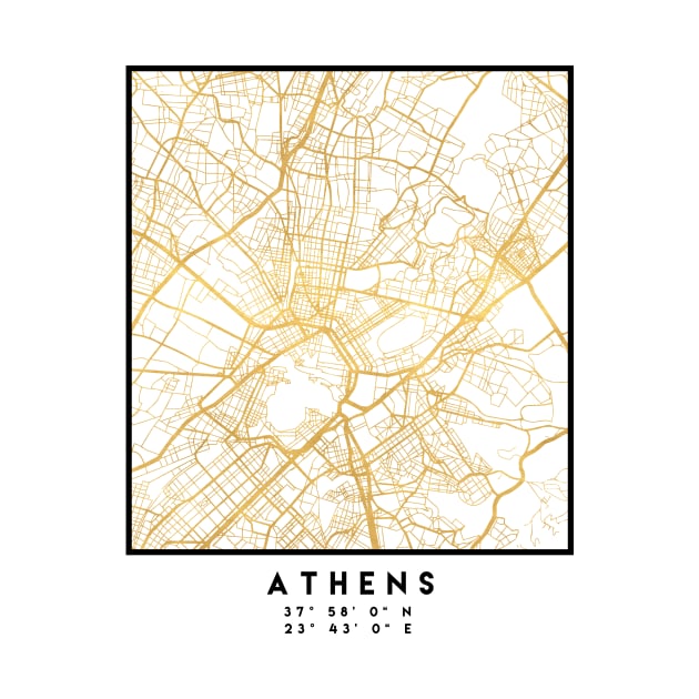 ATHENS GREECE CITY STREET MAP ART by deificusArt