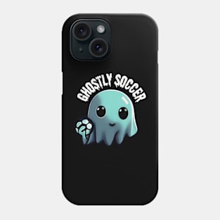 A cute ghost playing soccer: The Ghost's Game of Soccer, Halloween Phone Case