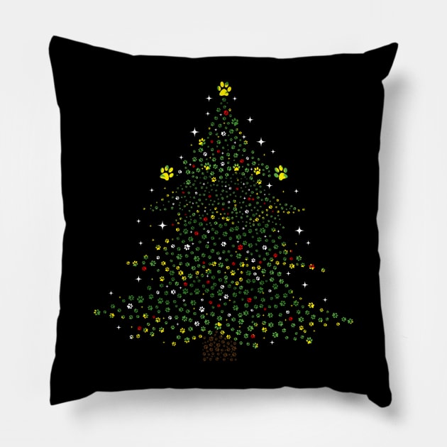 Dog Paws Christmas Tree Pillow by D'porter