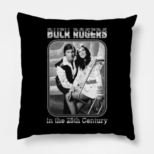 retro buck rogers duet grayscale Pillow