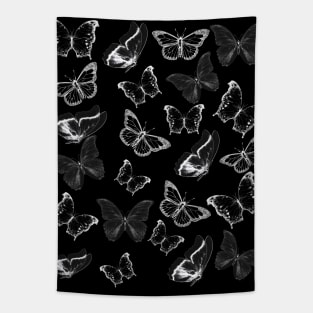 Butterfly Pattern - Black And White Tapestry