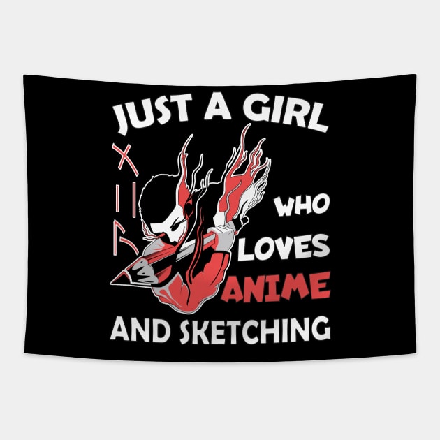 Just a Girl Who Loves anime and sketching Tapestry by Boba Art Store