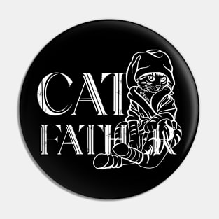 Cat Father white Pin