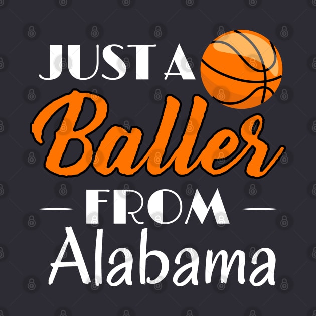 Just a Baller from Alabama Basketball Player T-Shirt by GreenCowLand