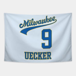 Retro Bob Uecker Baseball Jersey Tribute Tapestry