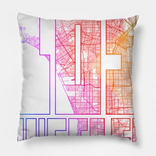 Los Angeles, USA City Map Typography - Colorful Pillow