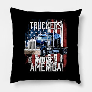 Trucker American Flag Truck Driver Pillow