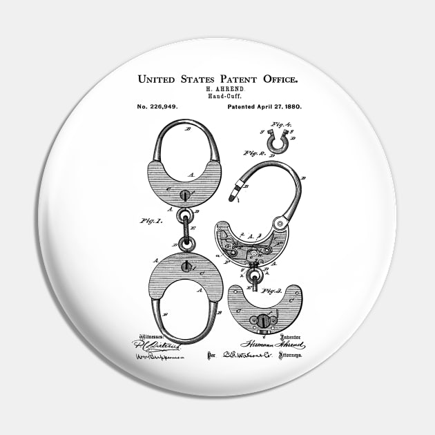 Handcuffs Patent Pin by Luve