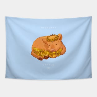 Sleepy Highland Cattle Tapestry