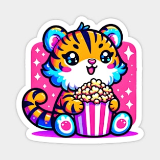 Popcorn Bengal tiger for cinema lovers Magnet