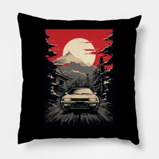 Retro Drift Race Car Tuning Vintage Japanese Cars Pillow