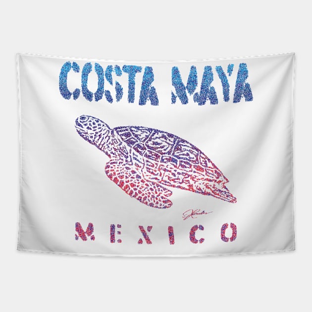 Costa Maya, Mexico, Gliding Sea Turtle Tapestry by jcombs