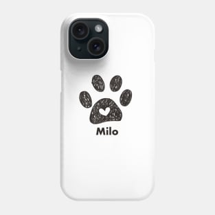 Milo name made of hand drawn paw prints Phone Case