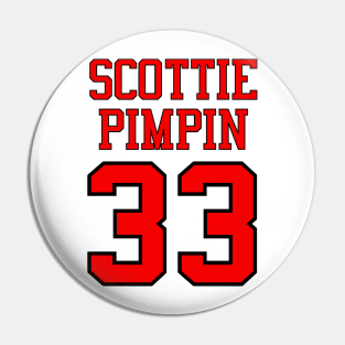 Scottie Pimpin 33 Jersey Shirsey (Red & Black Lettering) T-Shirt Pin