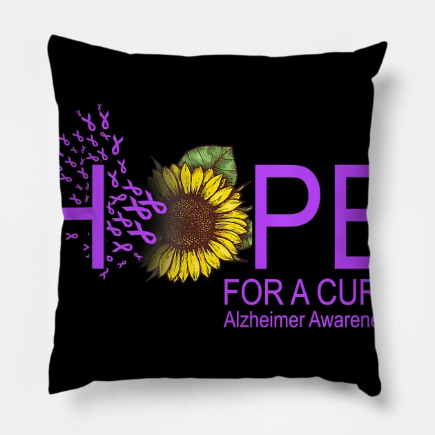 Hope For A Cure Alzheimer Awareness Sunflower Lover Gift Pillow by thuylinh8