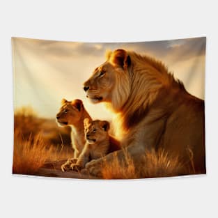 Lion Animal Nature Majestic Wilderness Tapestry