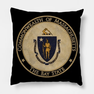 Vintage Massachusetts USA United States of America American State Flag Pillow