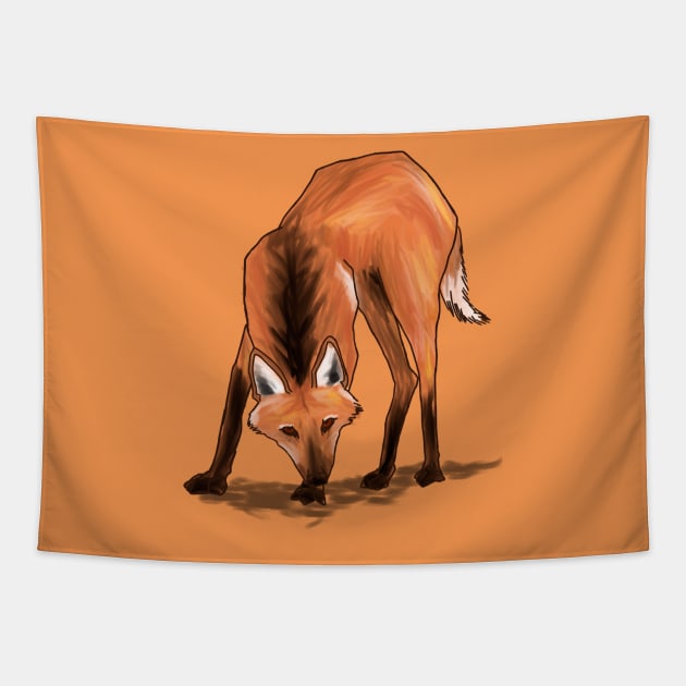 Maned wolf (Chrysocyon brachyurus) Tapestry by wrsartist