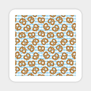 Pretzels on a blue and white checkered background Magnet