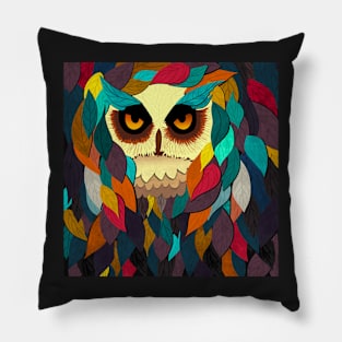 Abstract owl with leaves Pillow