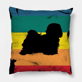 Havanese Distressed Vintage Retro Silhouette Pillow