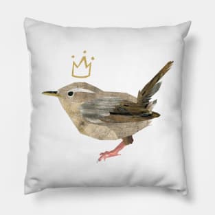 Wren - King of the birds (with crown) Pillow