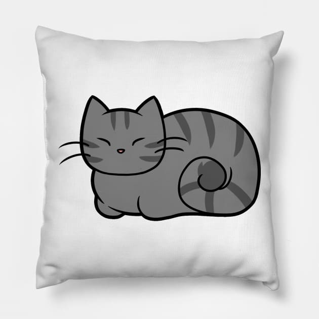 Grey Striped Cat Pillow by MissOstrich