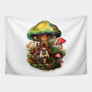 Fairy Mushroom House Tapestry