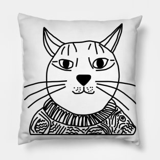 Minimal Portrait of Sweater Cat Pillow