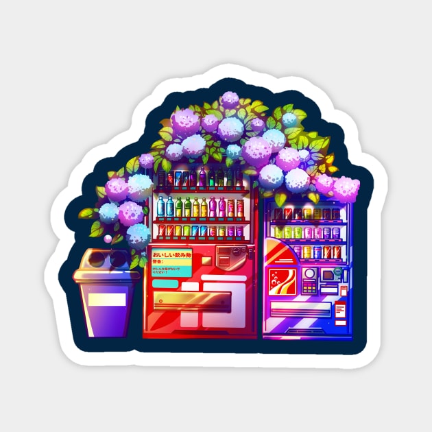 Vending machines and the hydrangea Magnet by AnGo