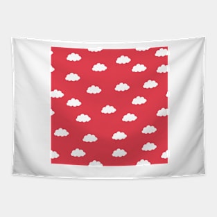 White clouds in red background Tapestry