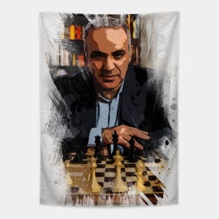 Garry Kasparov ✪ The Legend ✪  Abstract Watercolor Portrait of a chess master Tapestry