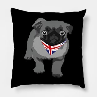 Funny Bulldog With UK Flag Scarf Pillow