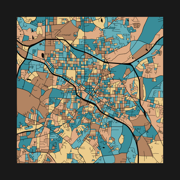 Durham Map Pattern in Mid Century Pastel by PatternMaps