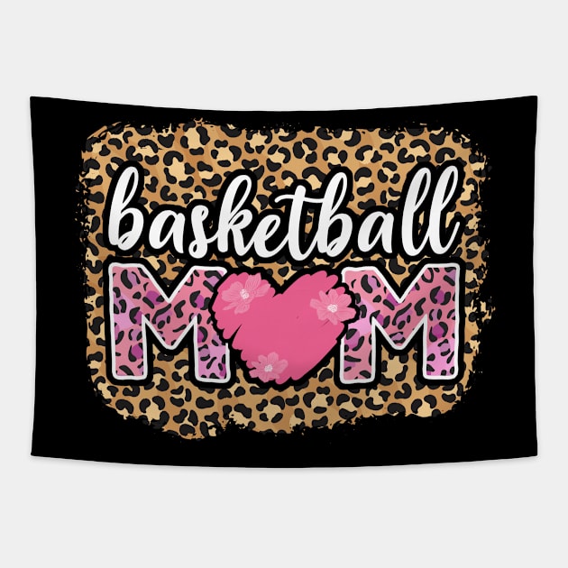 Cute Basketball Mom Leopard Tapestry by White Martian