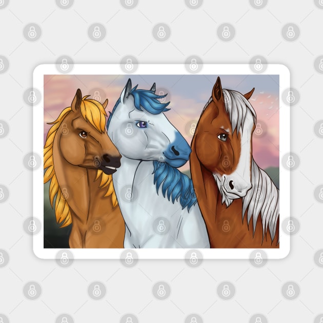 Guardian Horses Magnet by Hokkio