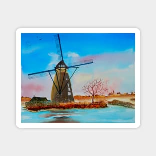 Windmill in Kinderdjike, Netherlands (Holland) Magnet