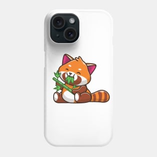 Cute Red Panda Eating Bamboo Cartoon Phone Case