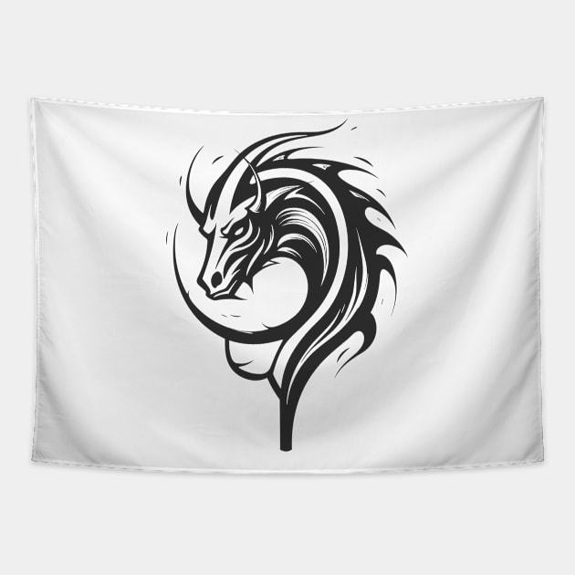 Dragon Beast Creature Fantasy Legend Vector Graphic Tapestry by Cubebox