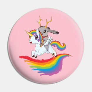 Pink Jackalope on a Unicorn Pin