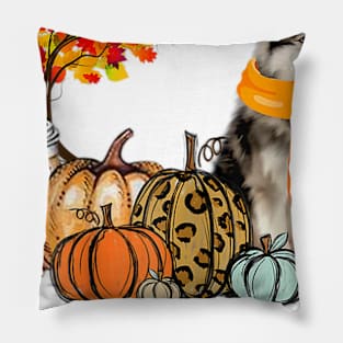 It's Fall Y'all Siberian Husky Dog Pumpkin Falling Pillow