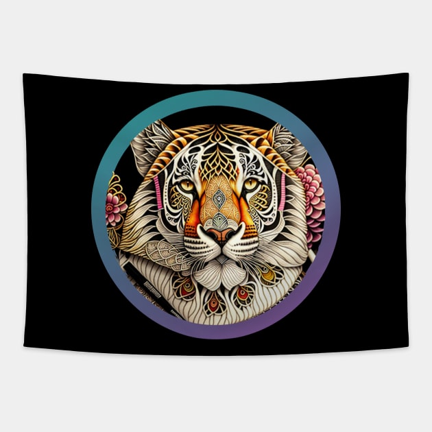 Tiger Embellished Face Tapestry by PersianFMts