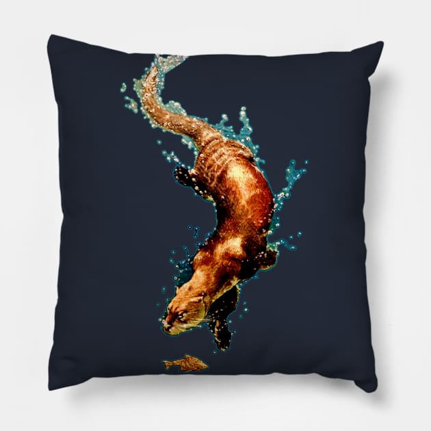 Otter Splash Pillow by ThisIsNotAnImageOfLoss