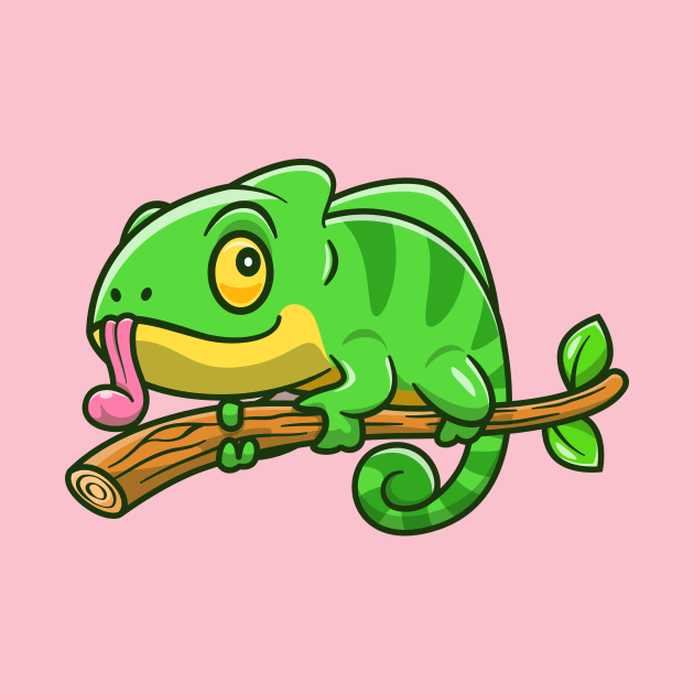 Cute Chameleon On The Tree Cartoon by Catalyst Labs