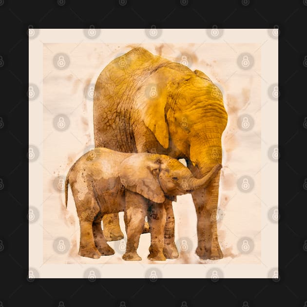 Mother Elephant and her Baby by Custom Autos