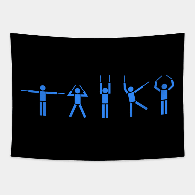 Taiko People blue Tapestry by Austin Taiko