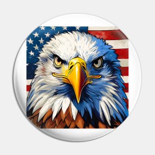 USA Bald Eagle And Flag Design Pin