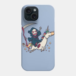 Cartoon Grim Reaper Riding a Unicorn Phone Case