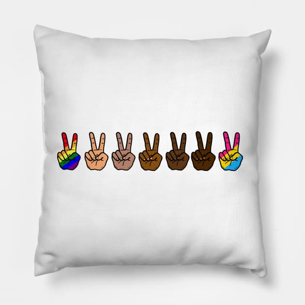 V Sign Gay Rainbow LGBTQ Pansexual Pillow by Nalidsa